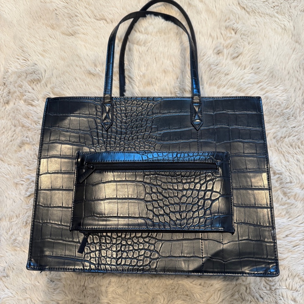 Beis Work Tote in Black Croc